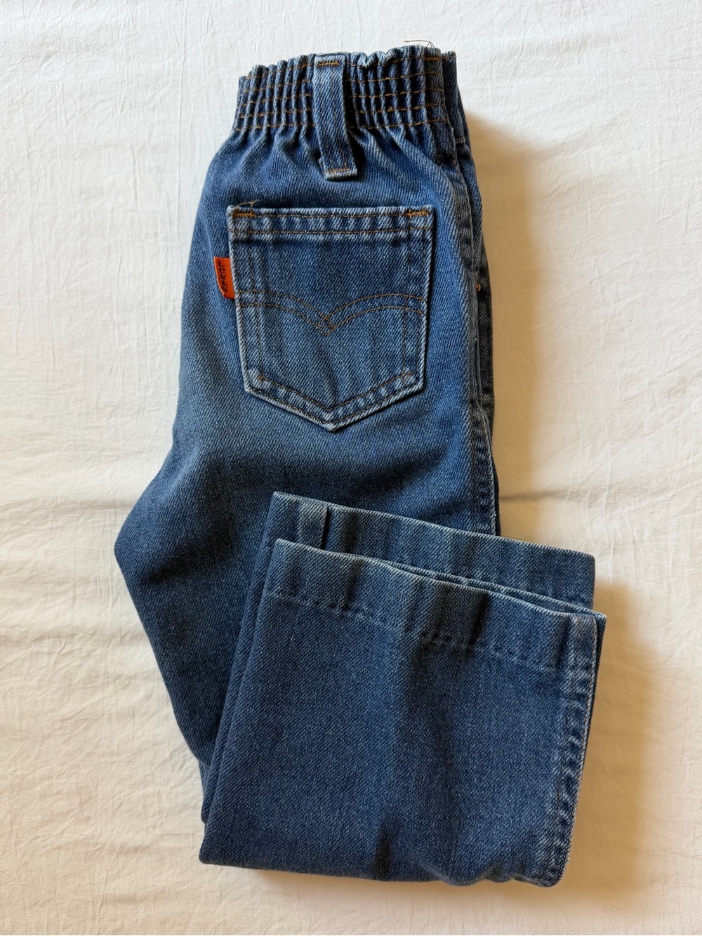Vintage Levi’s Kids Orange Tab Jeans 4T Elastic Waist Wide Leg Denim